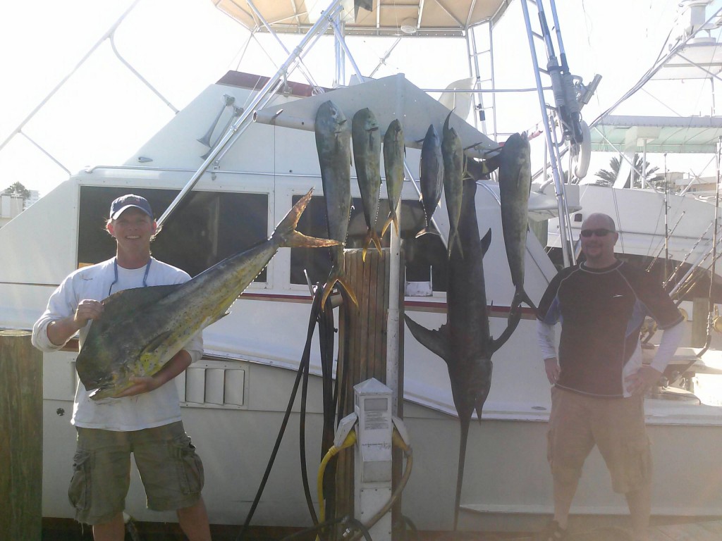 Nice catch of a swordfish and some dolphin at the dock in Ft Lauderdale