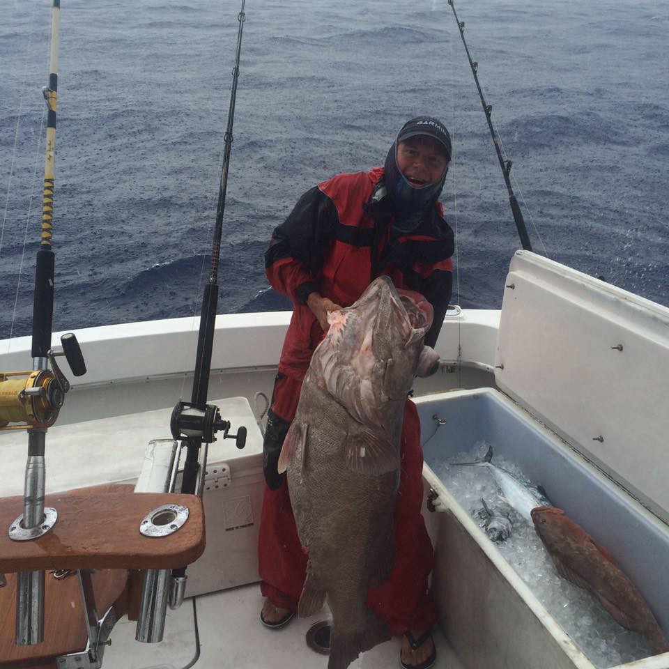Huge wreck fish in the boat caught deep dropping.