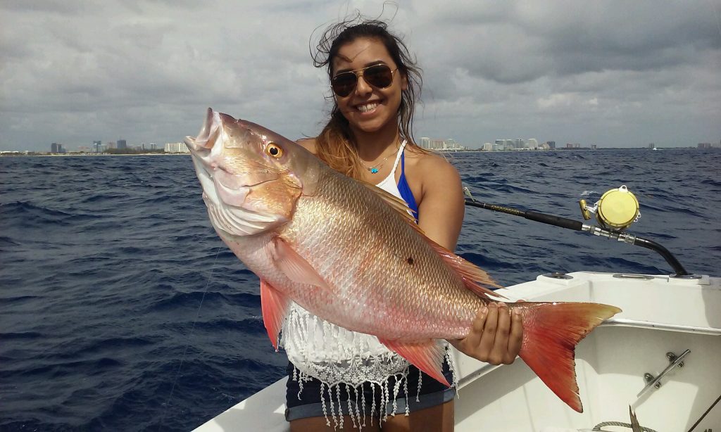 Nice mutton snapper caught deep dropping.