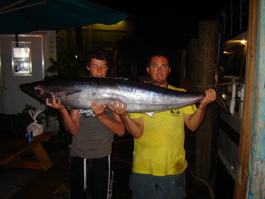 Kevin and the fisher who caught the big fish on our Friday night swordfishing trip.