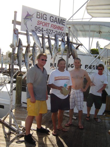 Friends taking a pic with their great catch of the day on our sportfishing trip