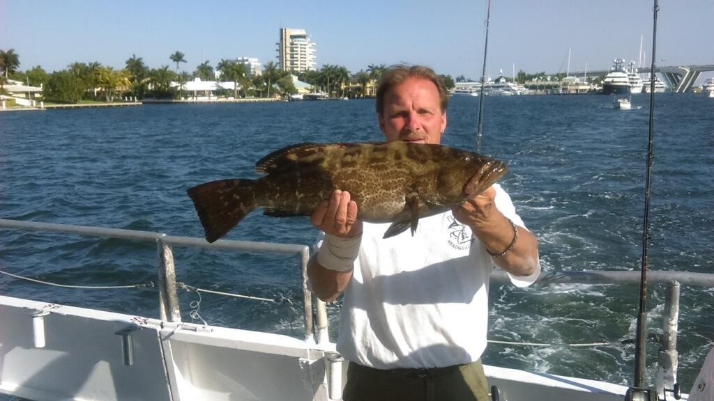 Big black grouper caught drift fishing