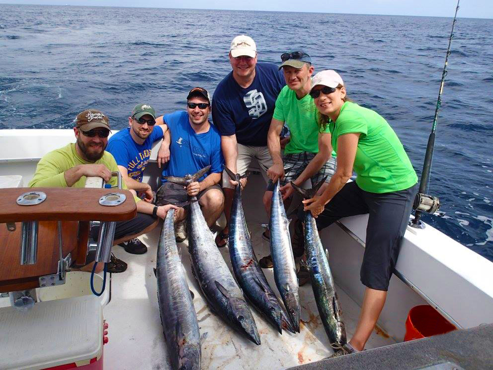 4 wahoos and a kingfish in the boat.