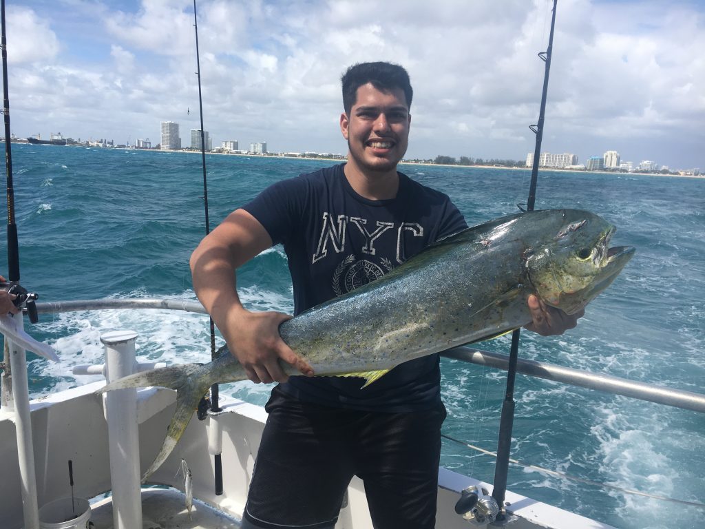 Nice dolphin caught by this lucky guy on our drift fishing trip.